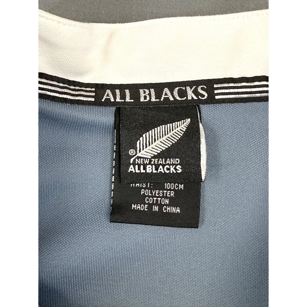Vintage‎ Adidas New Zealand All Blacks Rugby Polo Shirt Blue Black Mens 2XL 2002